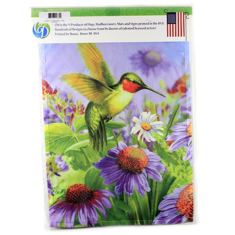 Home & Garden 17.75" Hummingbird Cone Flowers Flag Printed In The Usa Custom Decor  -  Flags
