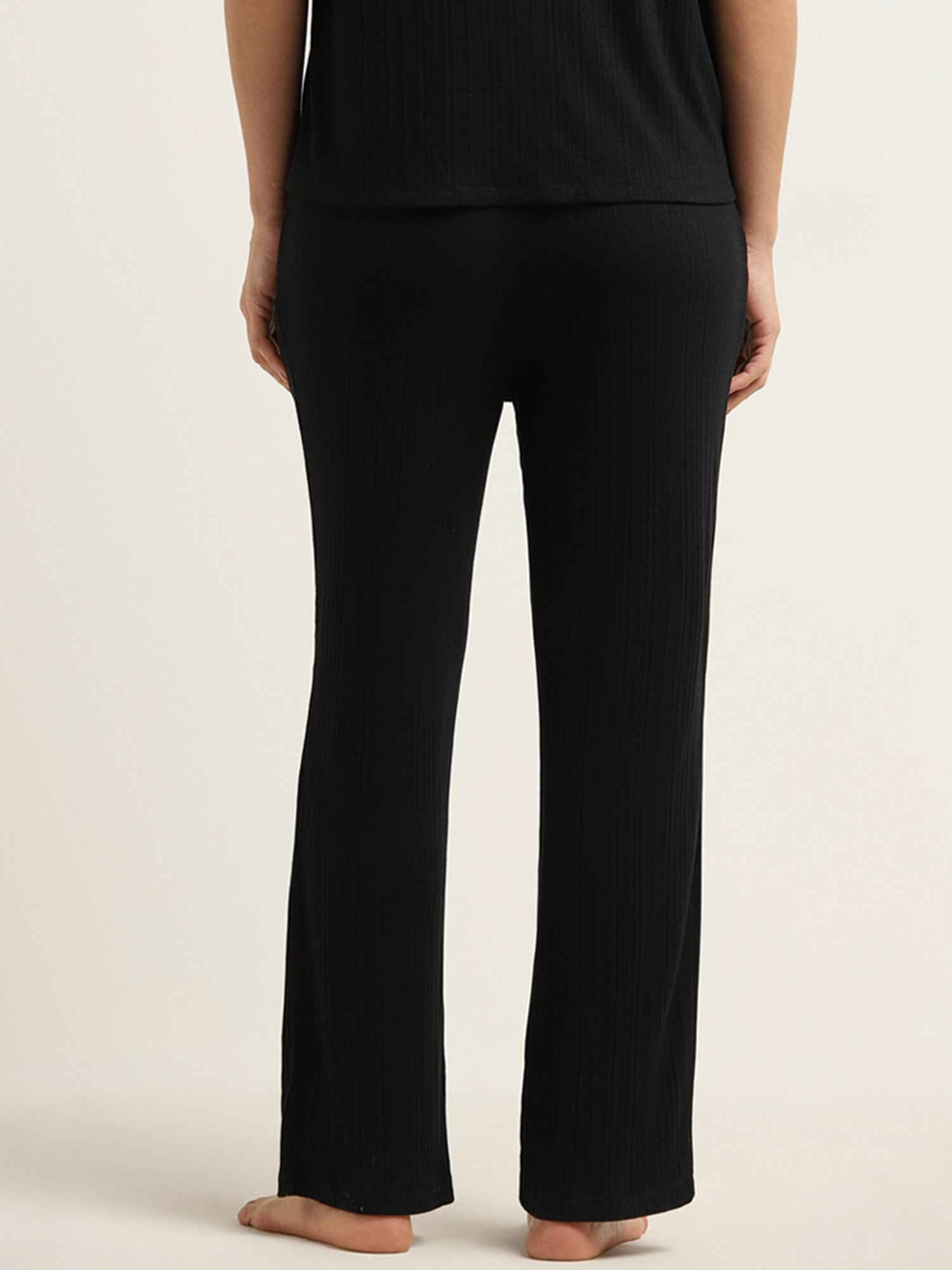 Wunderlove by Westside Black Ribbed High-Rise Pants