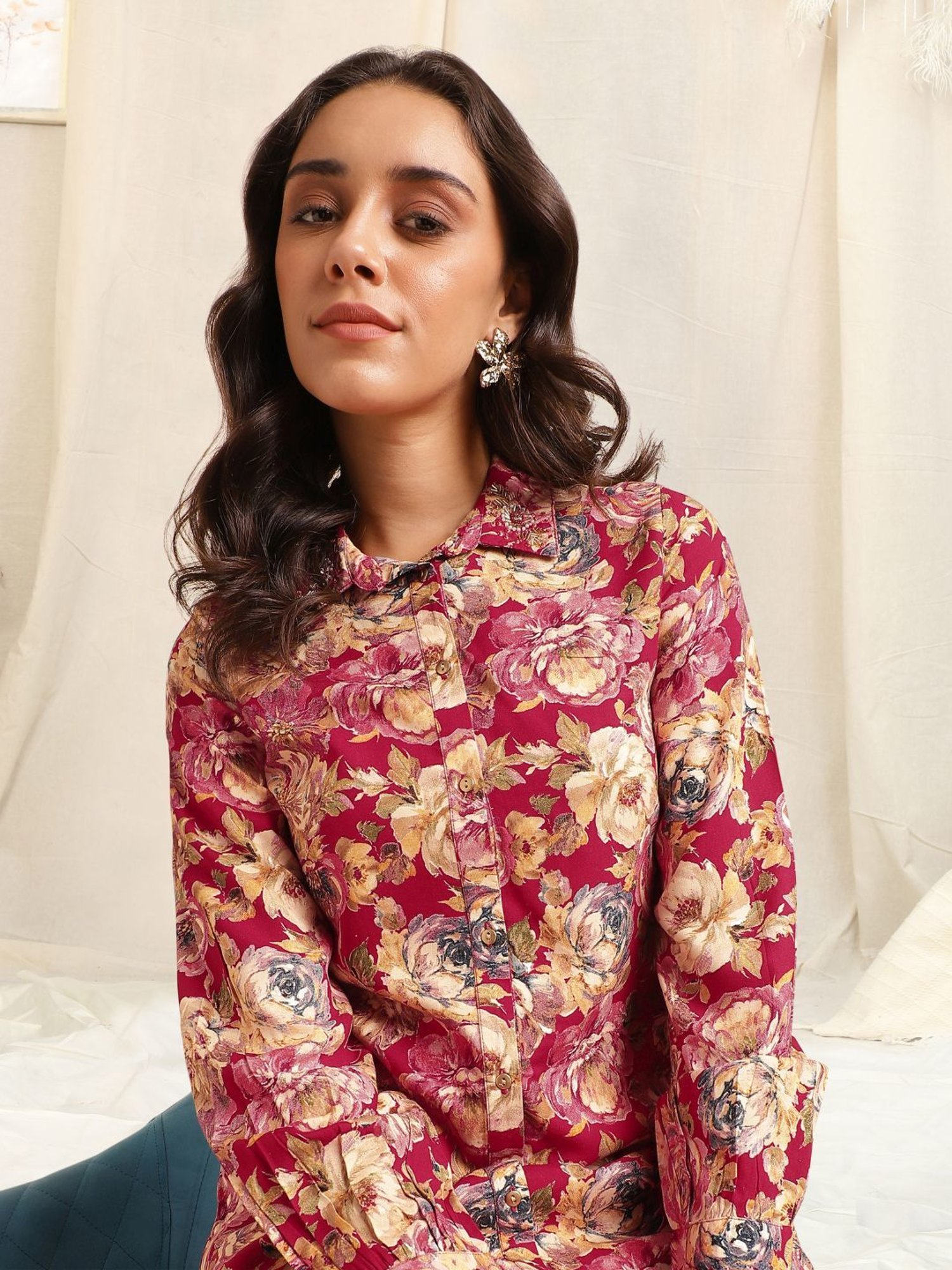MIRCHI FASHION Maroon Printed Shirt Pant Set