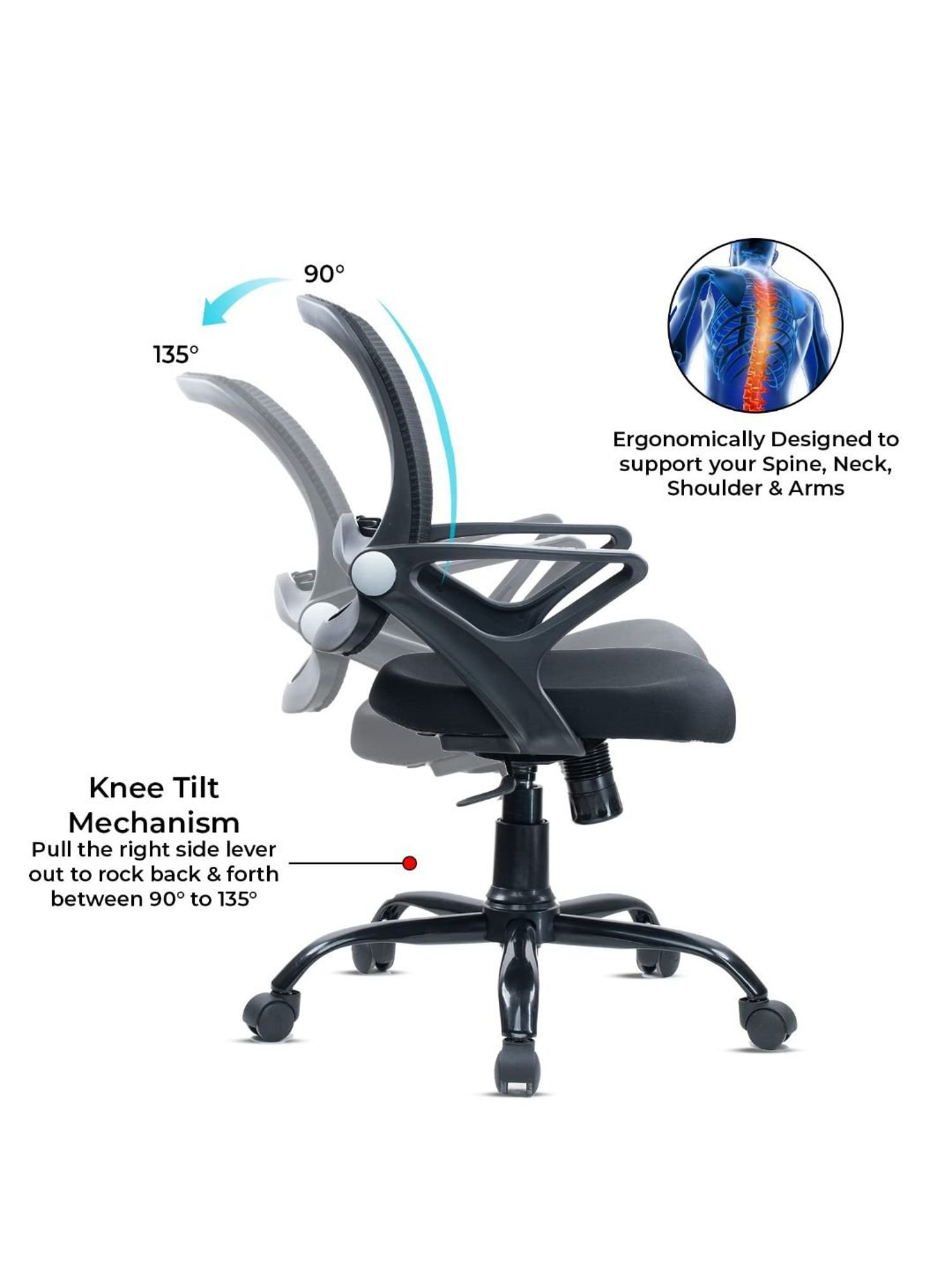 Green Soul Pebble Black Foam Ergonomic Office Chair