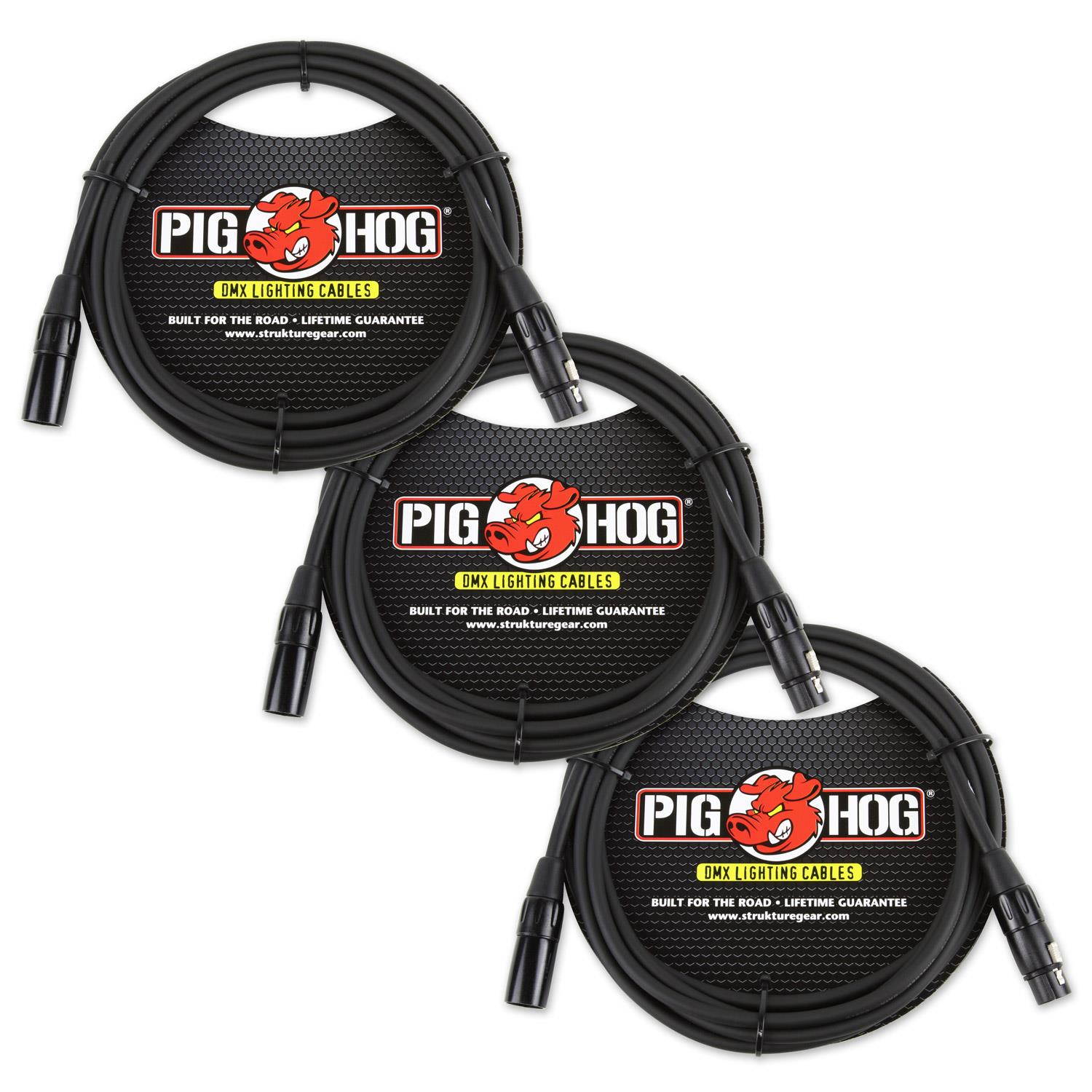 Pig Hog PHDMX10 10ft DMX Lighting Cables - 3 Pack