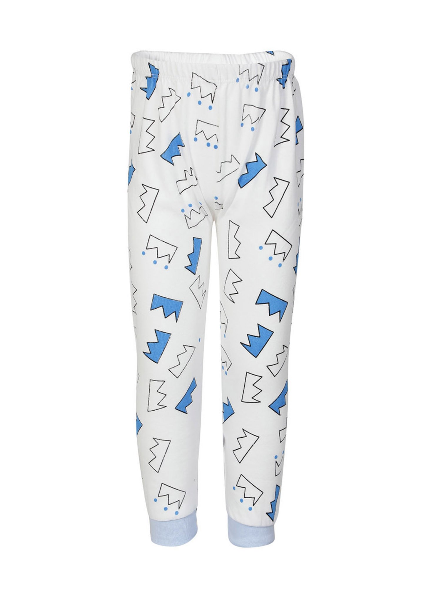 Passion Petals Boys Blue & White Printed T-Shirt with Pajamas