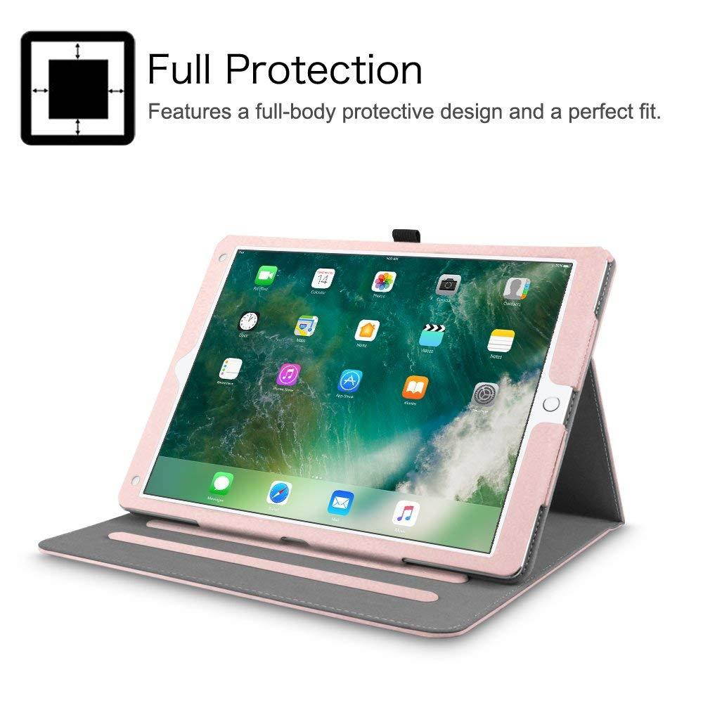 Fintie iPad Pro 12.9 Case - [Corner Protection] Multi-Angle Viewing Folio Stand Cover w/Pocket, Auto Wake/Sleep for Apple iPad Pro 12.9 1st Gen 2015 / iPad Pro 12.9 2nd Gen 2017, Rose Gold