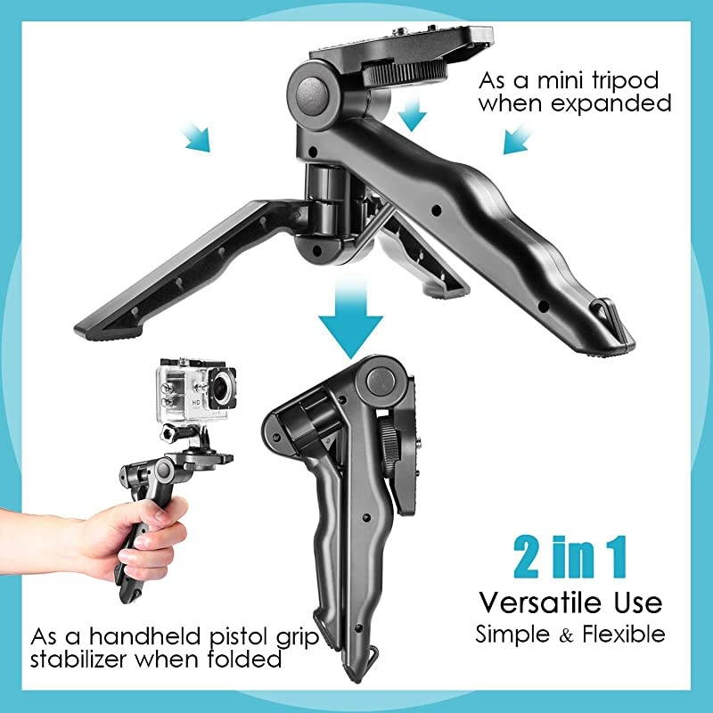for iPhone Tripod with Bluetooth Remote. Mini Pistol Grip Tripod Stand Stabilizer for Selfies/Vlogging/Streaming/Photography