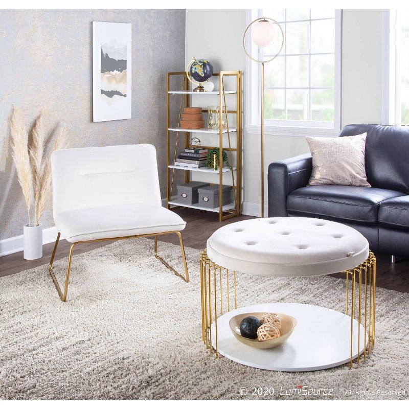 Metal and Frosted Glass Moon Contemporary Floor Lamp Gold (Includes LED Light Bulb) - LumiSource