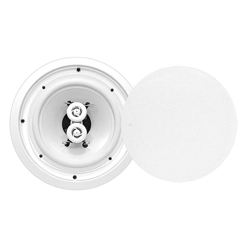 8 Ceiling Wall Mount Speakers 2Way Weatherproof Full Range Woofer Speaker System Flush Design w55Hz22kHz Frequency Response 400 Watts Peak Template for Easy Installation  PWRC82