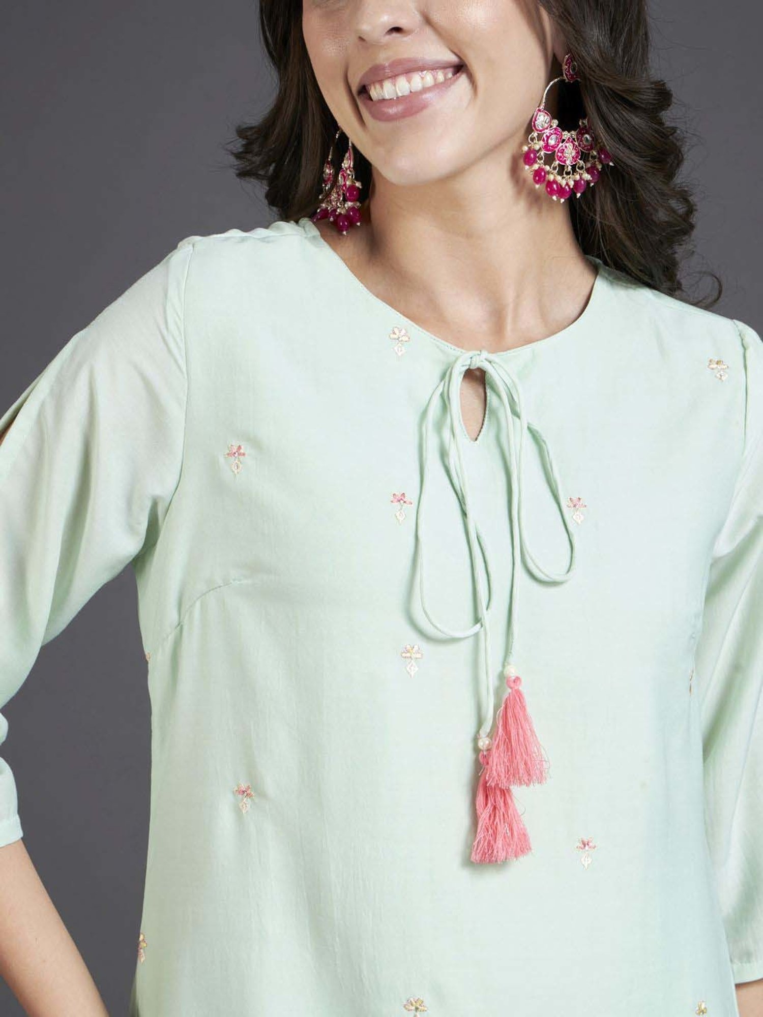 Heeposh White Embroidered Kurta Palazzo Set With Dupatta