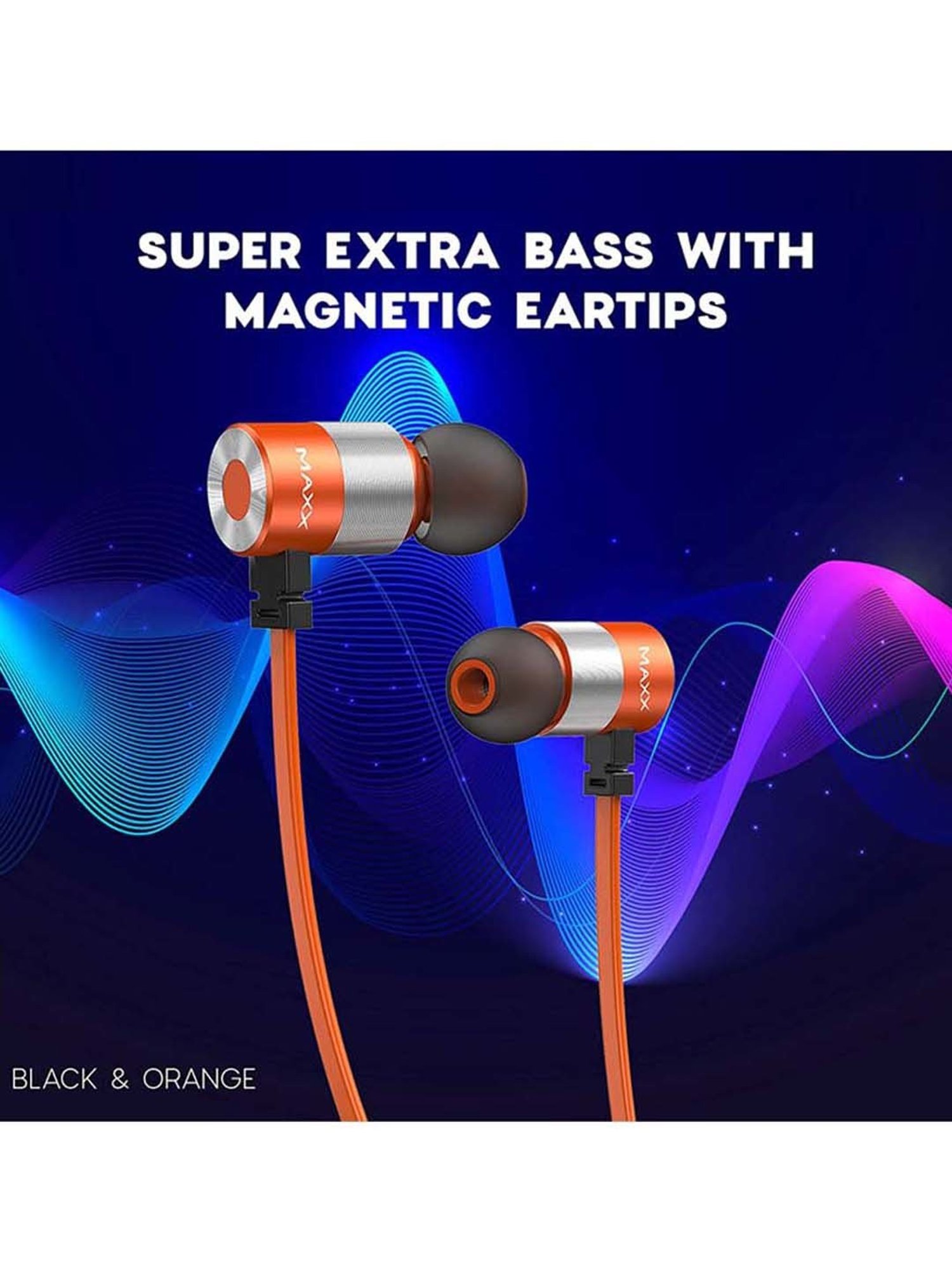 Maxx NX4 Wireless Neckband with Mic (Black/Orange)