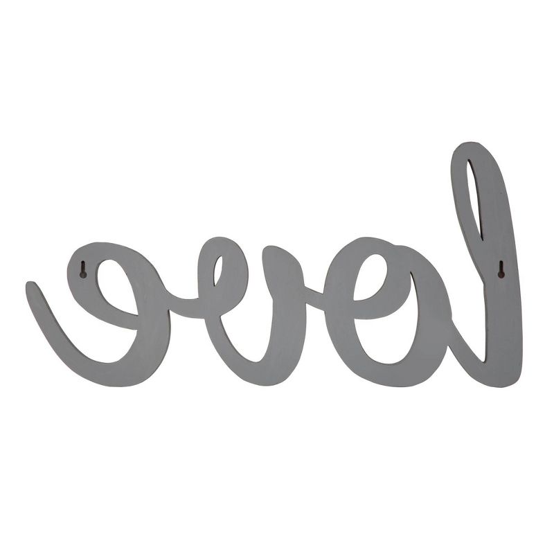 Large Script 'Love' Wood Cute Out Word Wall Decor Gray - Patton Wall Decor