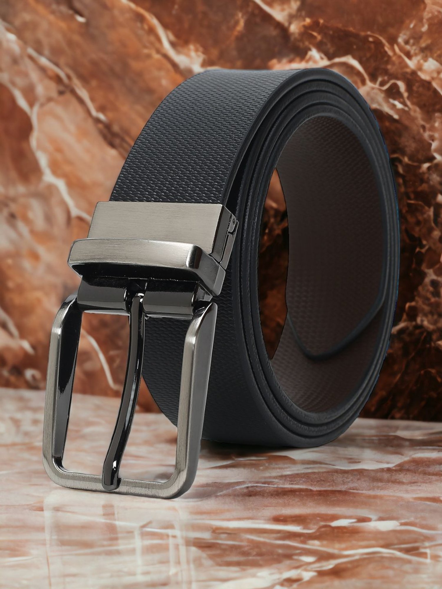 Crusset Black Leather Formal Belt for Men