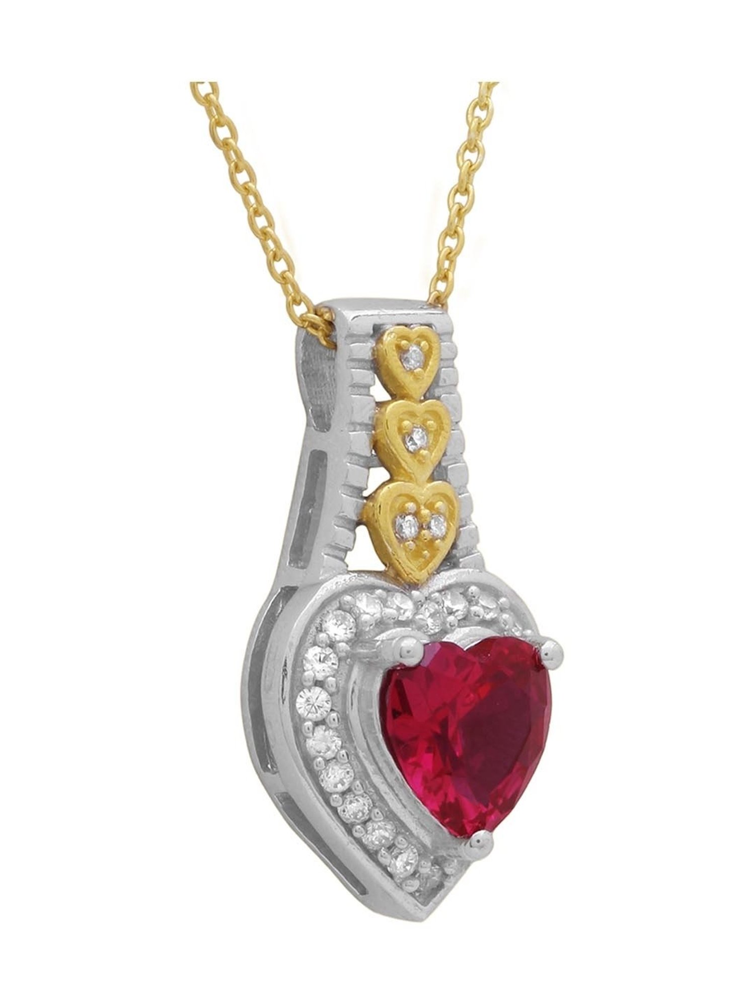 Anayra 92.5 Sterling Silver Red Heart Pendant with Chain for Women