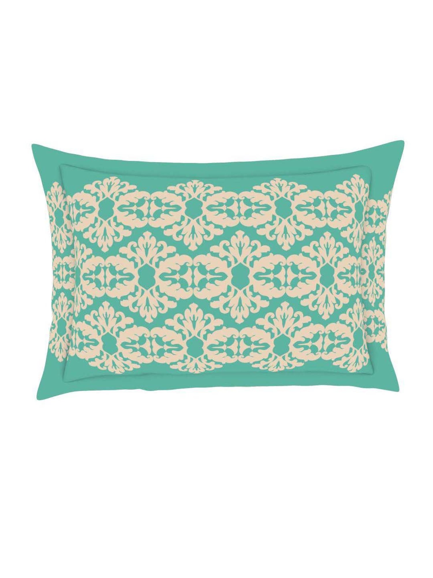 Spaces Atrium Plus Orange & Green Cotton 210 TC Bed Sheet Set