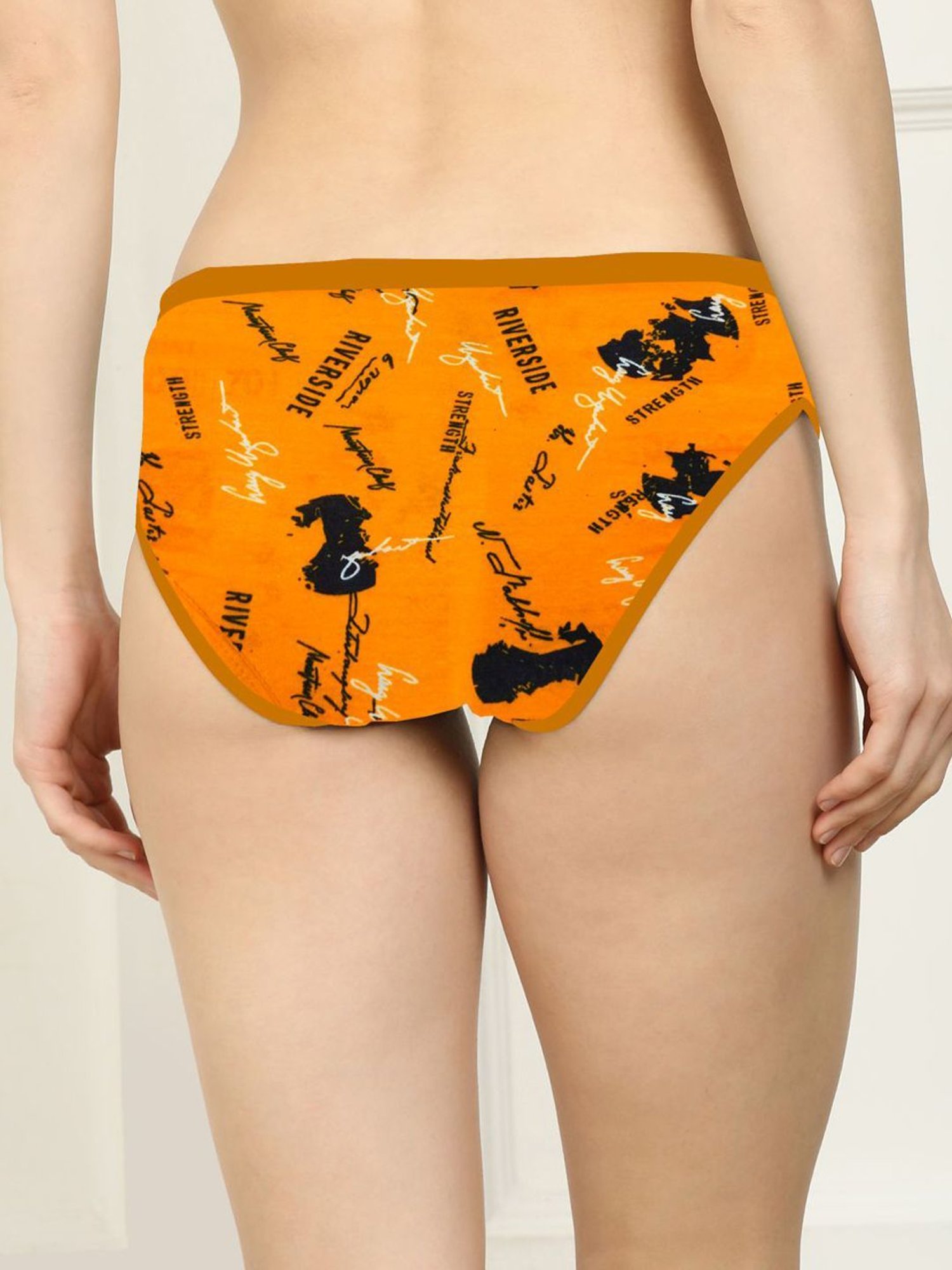 AROUSY Black & Yellow Printed Hipster Panties - Pack Of 6