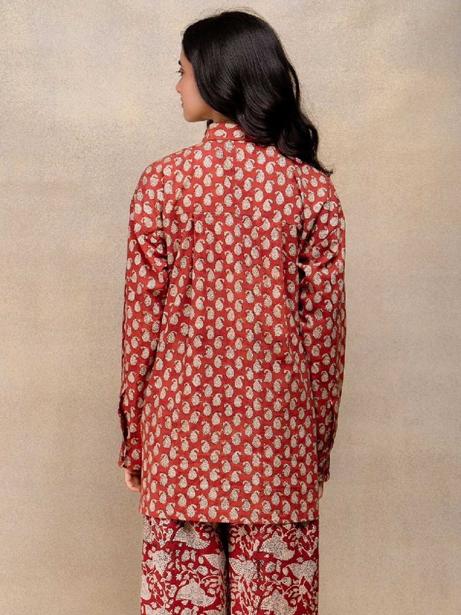 Okhai Red Printed Pure Cotton Shirt