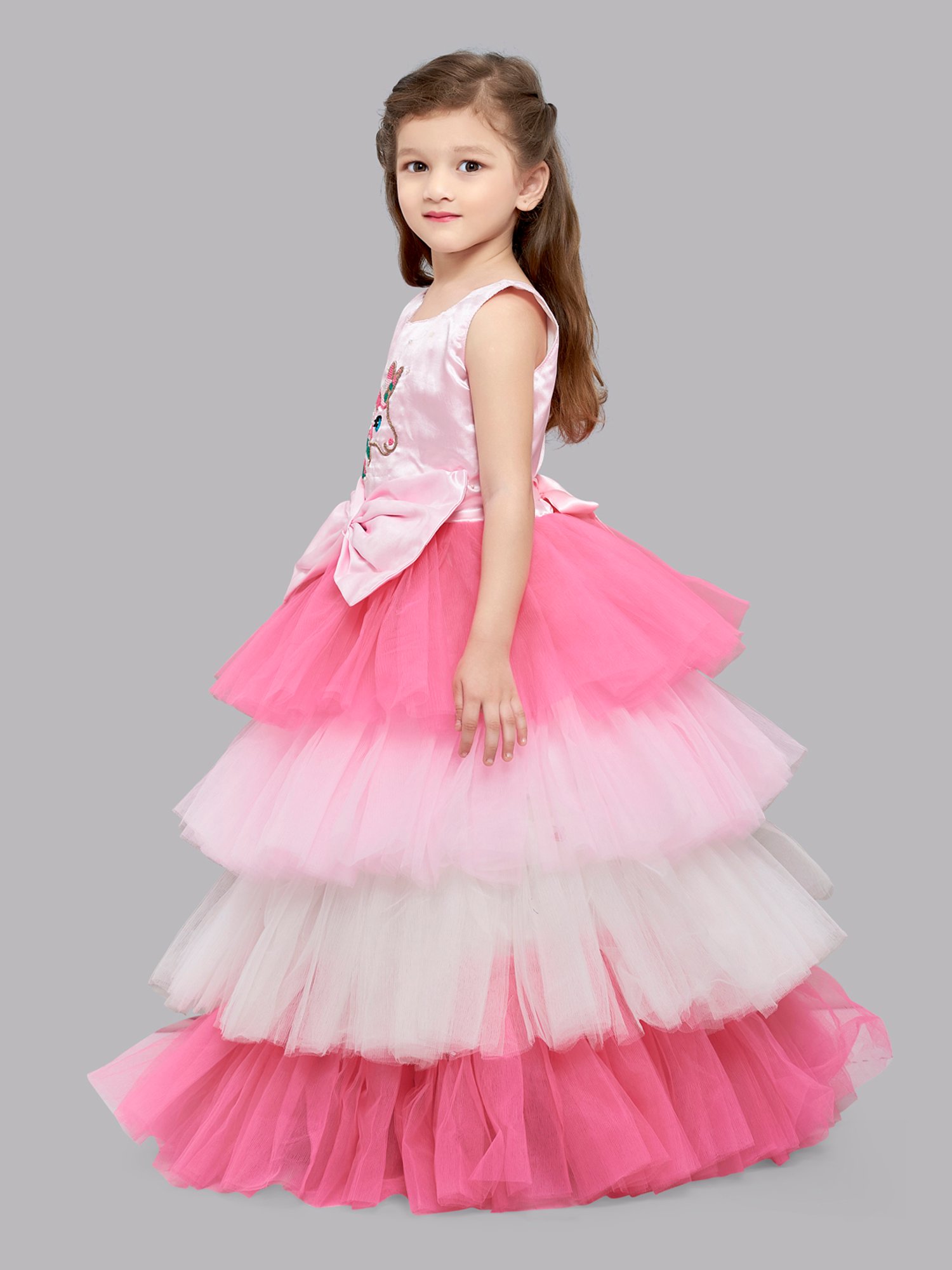 Pink Chick Kids Light Pink Embellished Gown