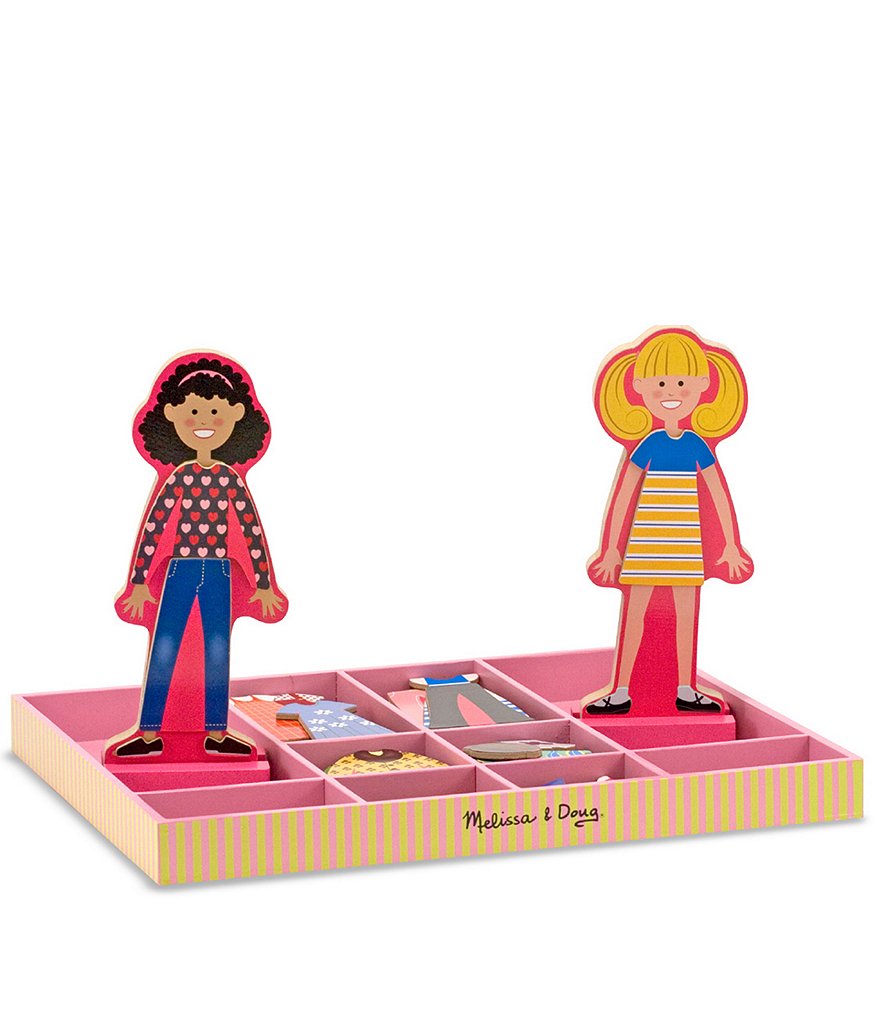 Melissa & Doug Abby & Emma Magnetic Wooden Dress-Up Doll Set