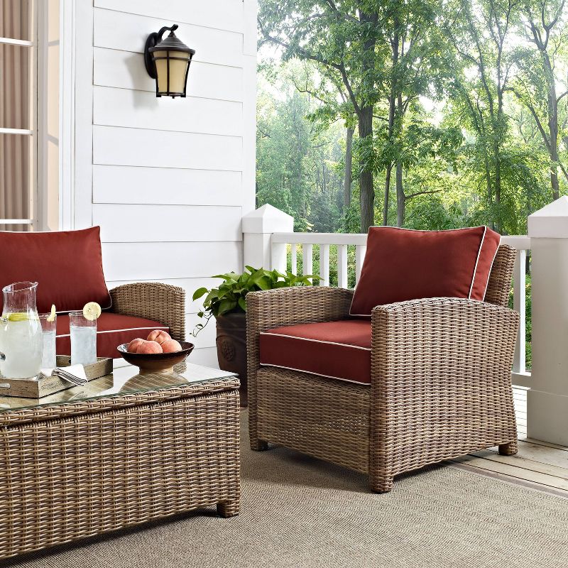 Bradenton Wicker Outdoor Patio Arm Chair - Red/Brown - Crosley