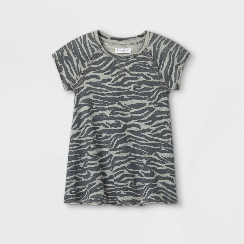 Grayson Mini Toddler Girls' 'Zebra' Short Sleeve Dress - Gray 12M