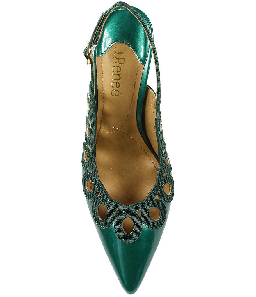J. Renee Reghina Patent Cut-Out Detail Slingback Pumps