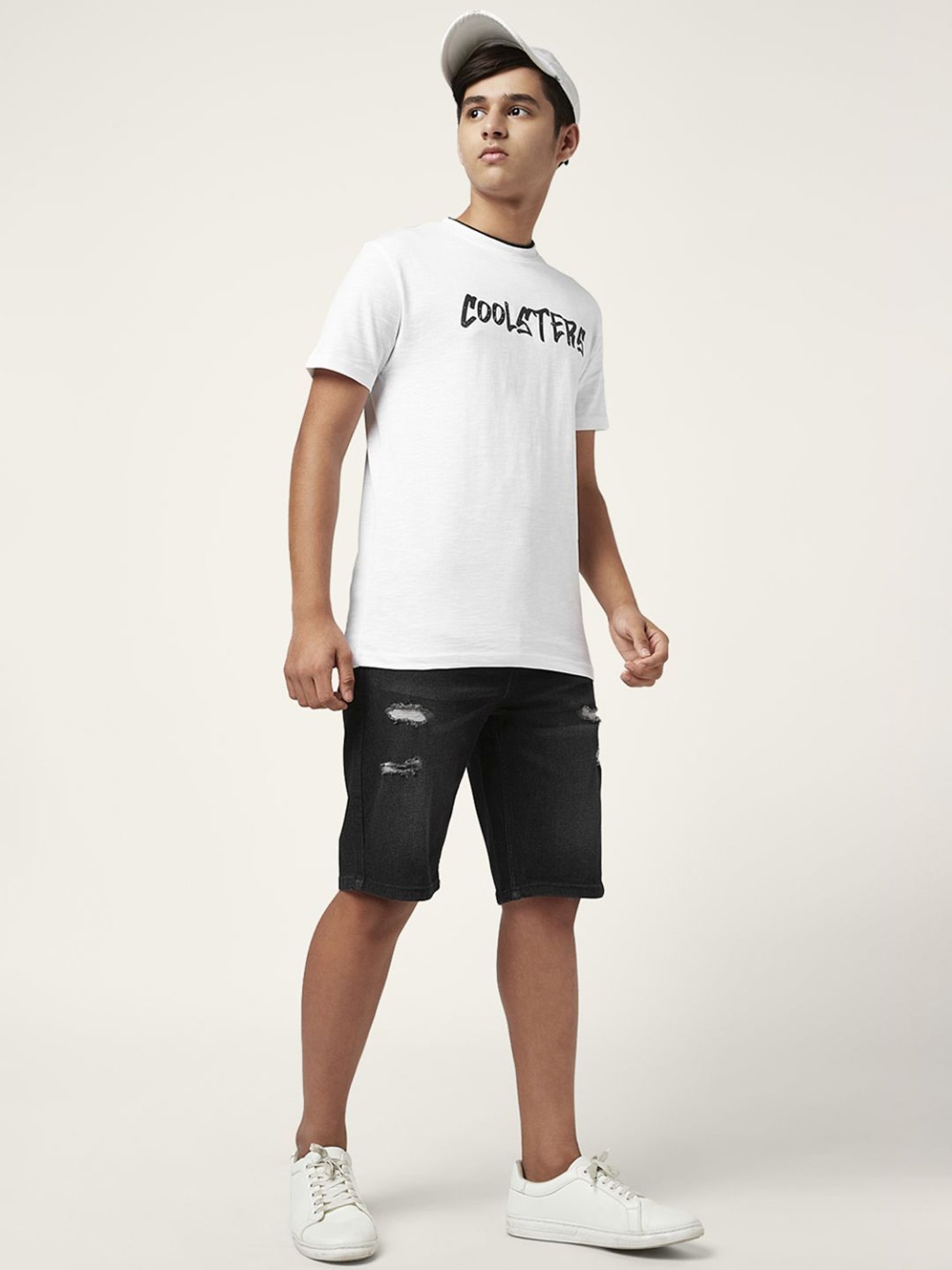 Coolsters by Pantaloons Kids Black Cotton Distressed Shorts