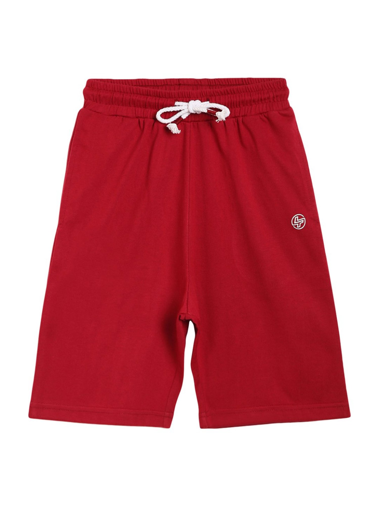 Li'l Tomatoes Kids Green & Wine Cotton Printed Shorts - Pack of 2