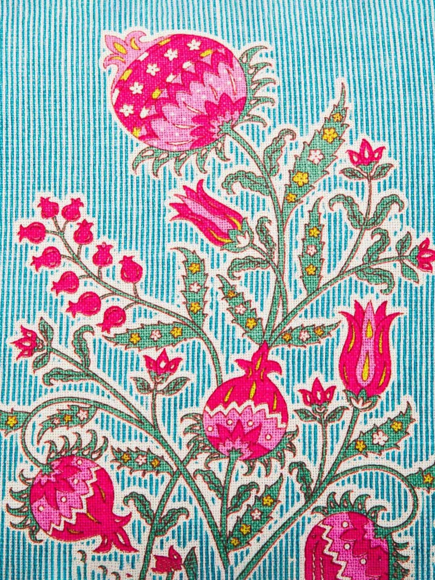 Fabindia Blue & Pink Cotton 48 TC 230 GSM Rasika Cushion Cover