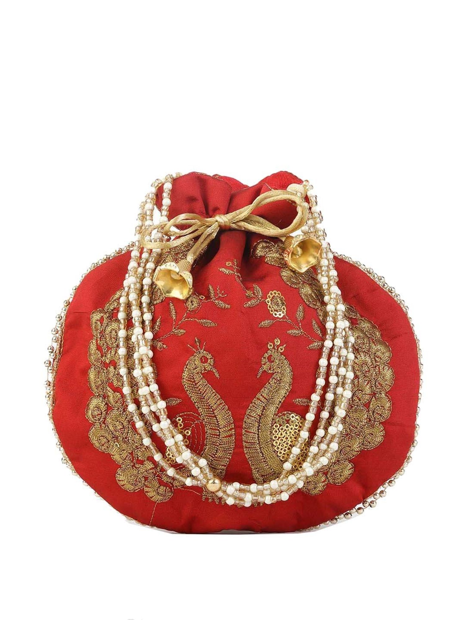Gaurapakhi Red Embroidered Potli