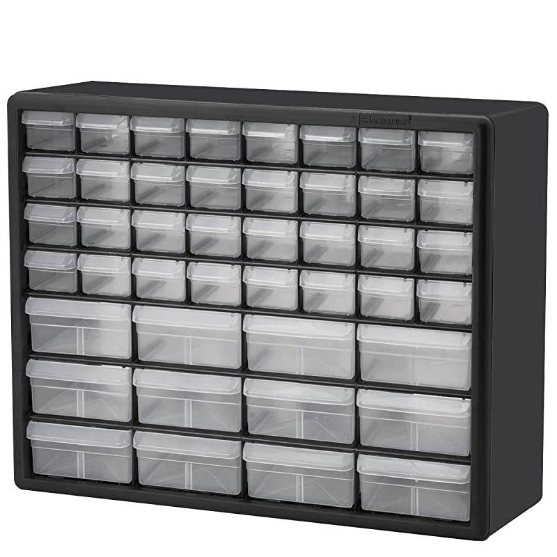 44 Drawer 10144 Plastic Parts Storage Hardware and Craft Cabinet 20Inch W x 6Inch D x 16Inch H Black 1Pack