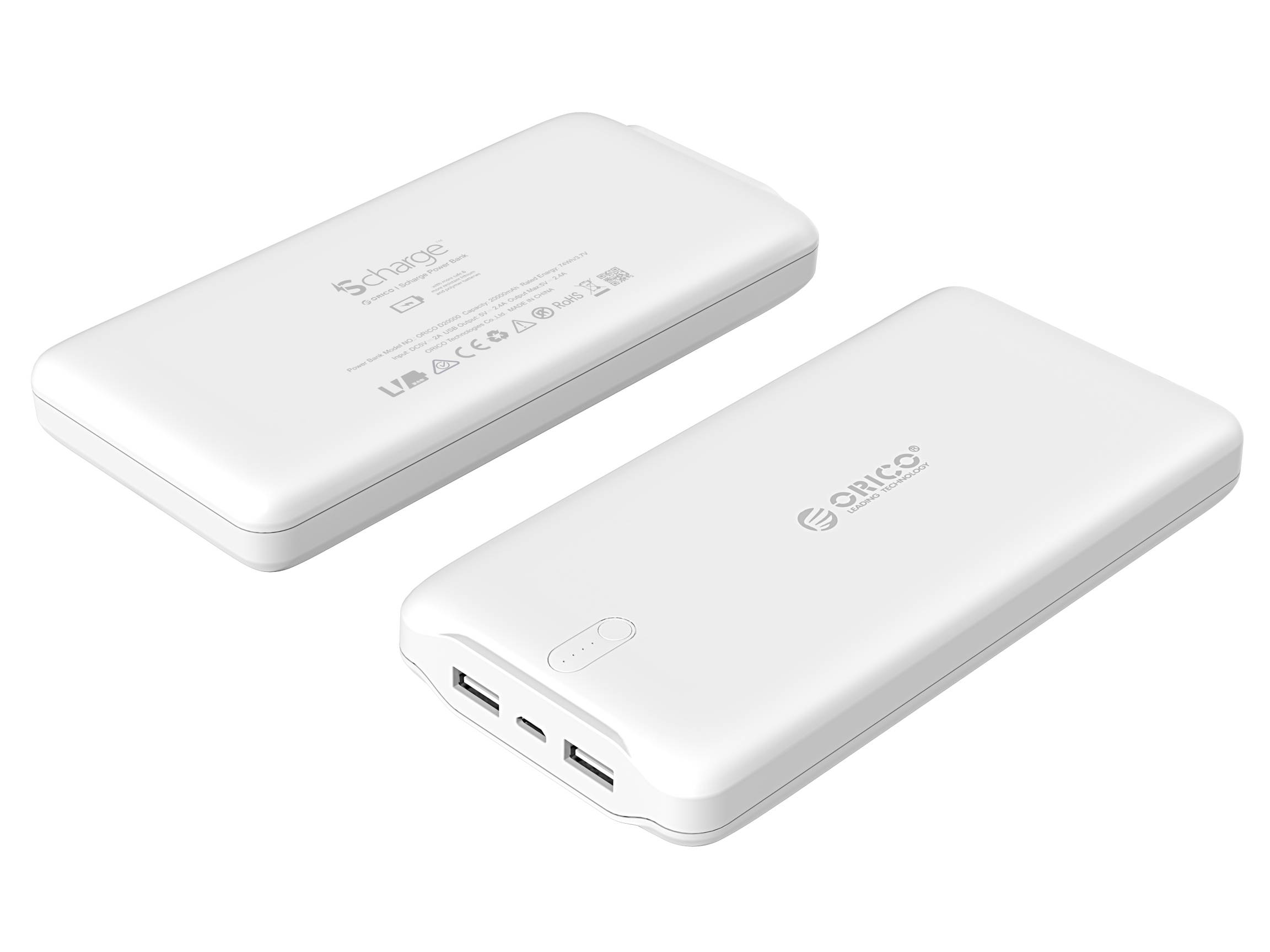 ORICO 20000mAh High Capacity Battery Charger Dual USB Port External Mobile Battery Pack, Battery Power Backup for iPhone 7 Plus/6s, iPad, iPod, Samsung Galaxy, Cell Phones, Tablet