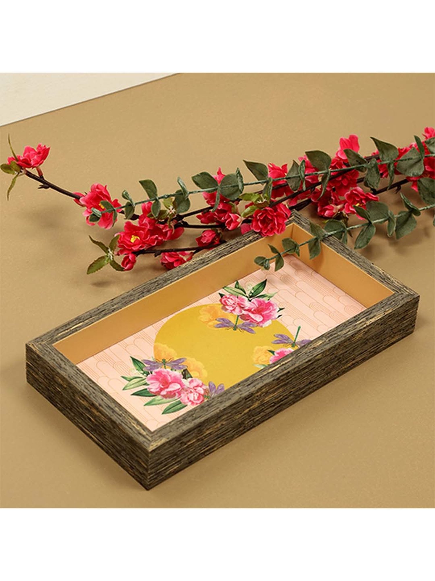 ICRAFT Mello Series Mustard & Brown Mdf Multi-Purpose Tray