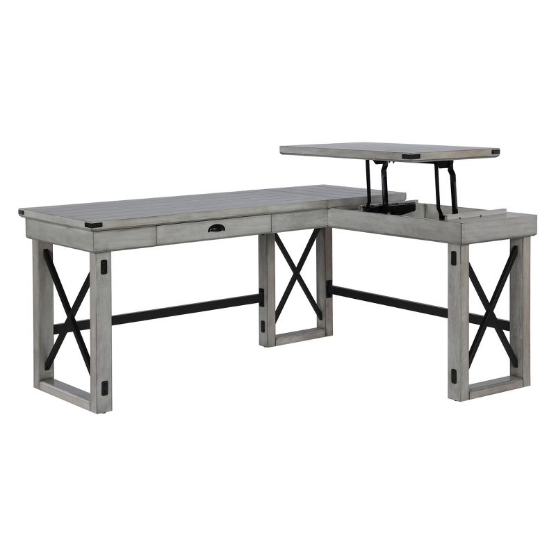 Hathaway L-Shaped Desk with Lift Top Rustic White - Room & Joy