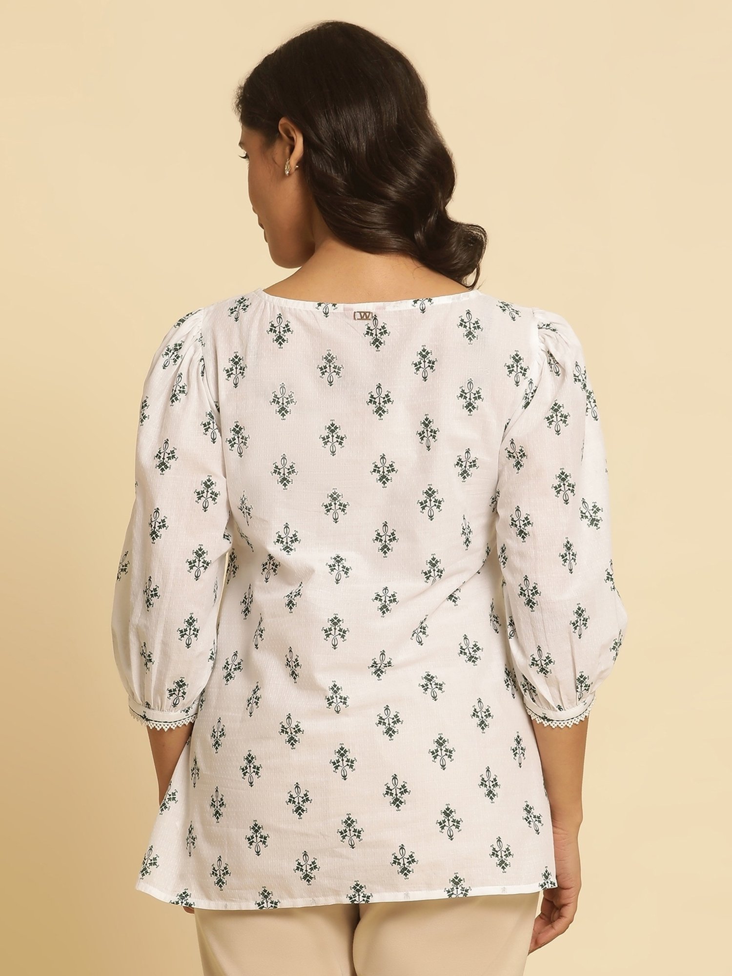 W White Cotton Printed Top