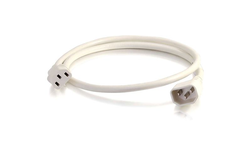 C2G 2ft 14AWG Power Cord (IEC320C14 to IEC320C13) - White - For PDU, Switch, Server - 250 V AC / 15 A - White
