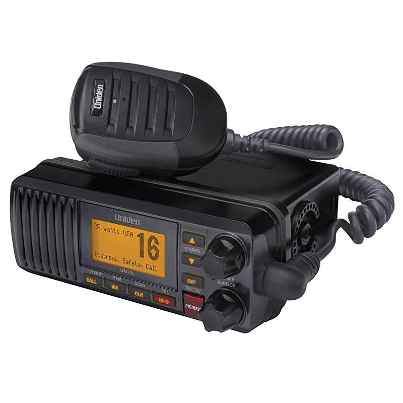 UM385BK 25 Watt Fixed Mount Marine Vhf Radio Waterproof IPX4 W Triple Watch Dsc EmergencyNoaa Weather Alert All UsaInternationalCanadian Marine Channels Memory Channel Scan Black