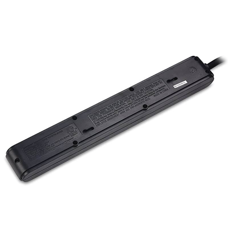 2Pack 6 Outlet Surge Protector Power Strip with USB Charging Ports 300 Joules with 8 Foot Power Cord in Black