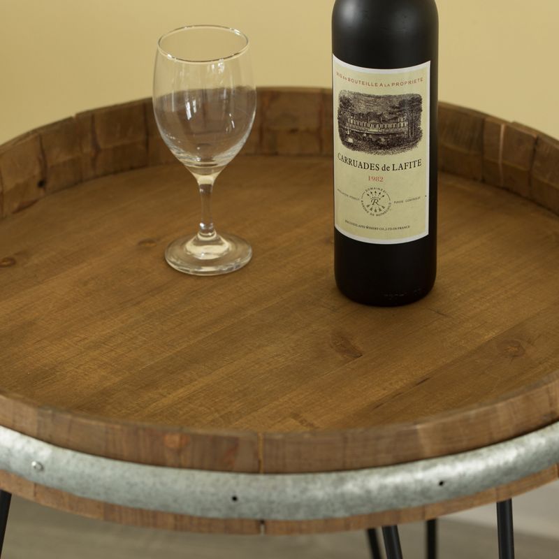 Vintiquewise Wooden Wine Barrel Head End Table Accent Coffee Table