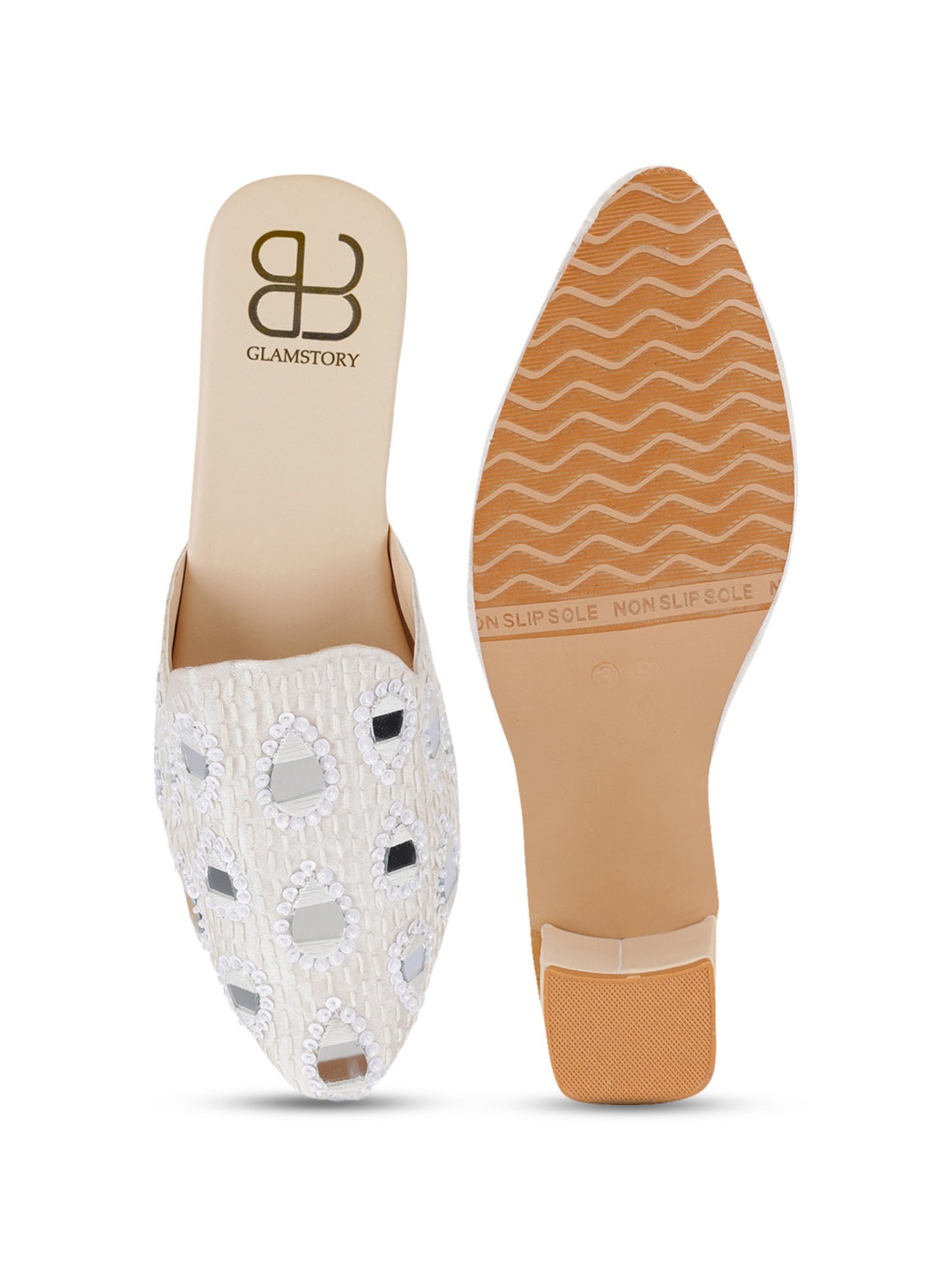 Glam Story Women's Masakali White Mule Shoes