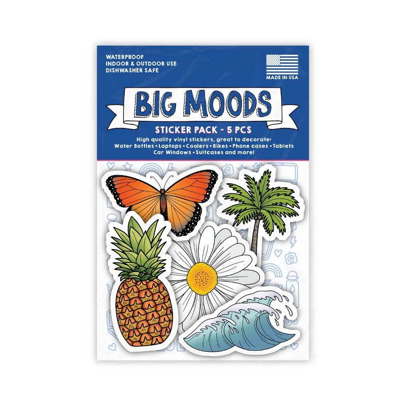 Big Moods Sunny Vibes VSCO Aesthetic Sticker Pack 5pc