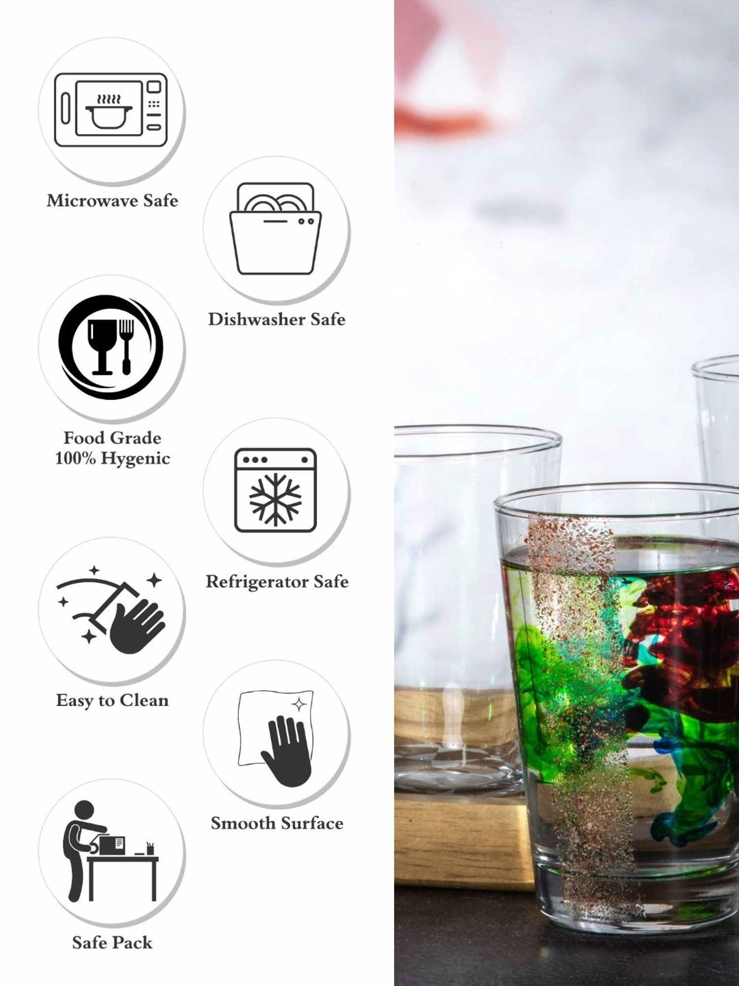 ROXX Transparent Glass Tumbler - Set of 6 (350ml)