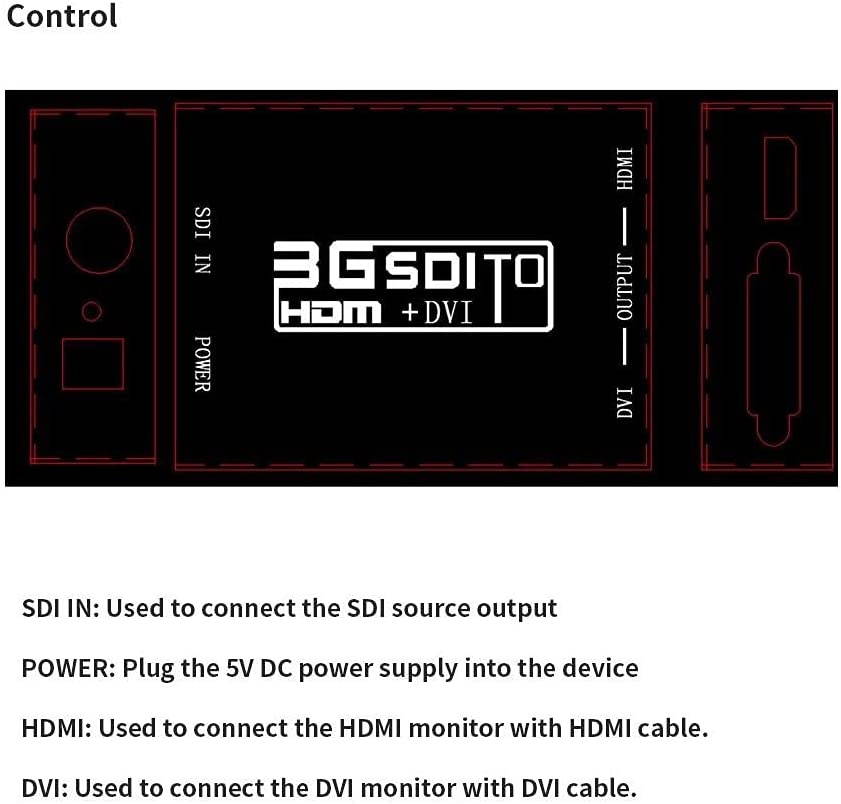 SATMW 3G SDI to HDMI + DVI Converter 1080P HD Video SD-SDI HD-SDI 3G-SDI Signals with Power Adapter