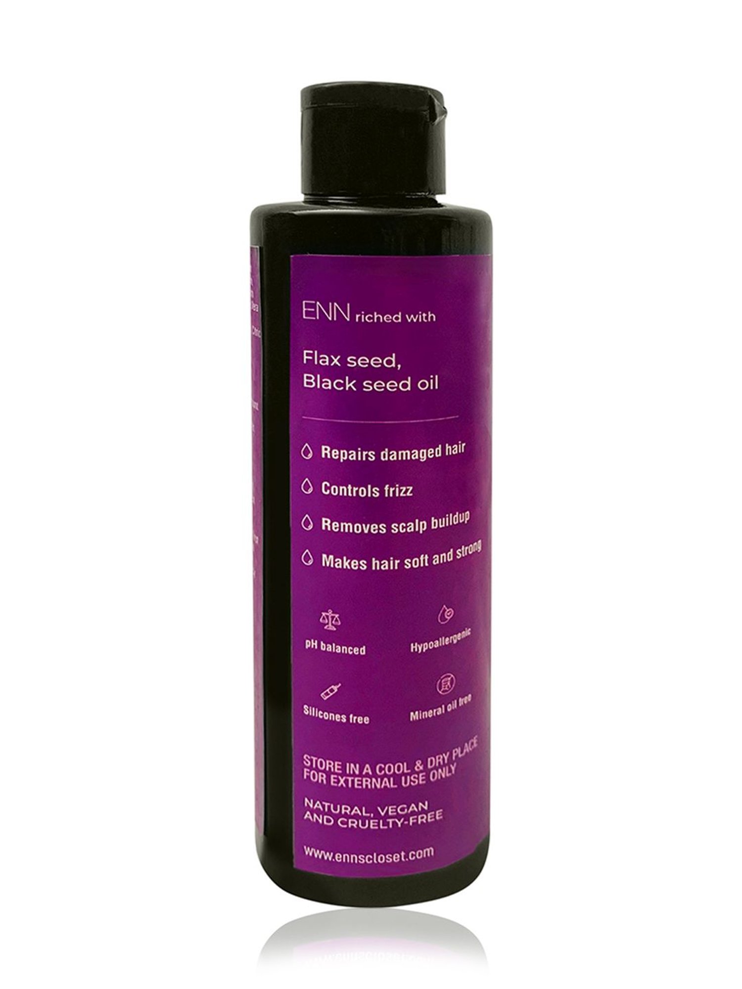 ENN Re-Flax Hair Repair Shampoo,Flax Seed,Black Seed Oil, Controls Frizz, All Hair Types - 200 ml