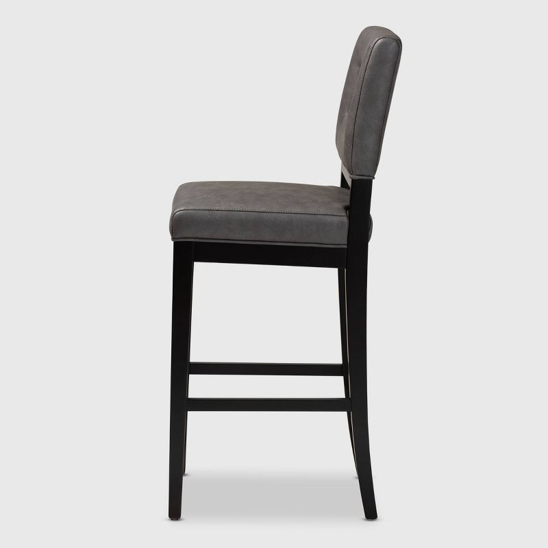 Faustino Faux Leather Upholstered Wood Barstool Gray/Black - Baxton Studio