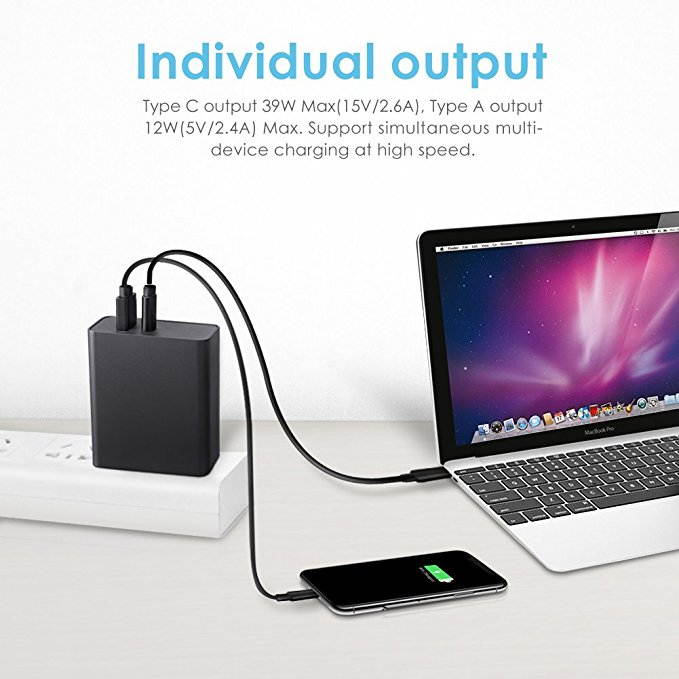 USB C Charger, GIM 52W Power Delivery 3.0 & Quick Charge 3.0 USB Wall Charger for Macbook, iPhone X/8/8 plus, iPad, Samsung Glaxy Note 8 S8 S7 Edge