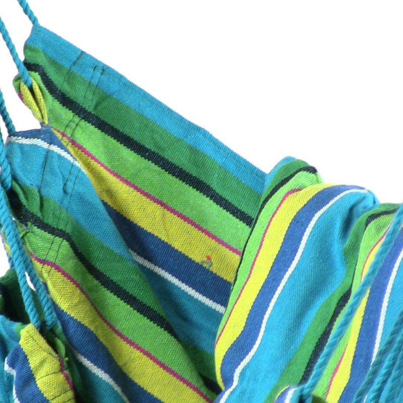 Sunnydaze Double Cushion Hanging Rope Hammock Chair Swing for Backyard and Patio - Ocean Breeze/Oasis - 2-Pack