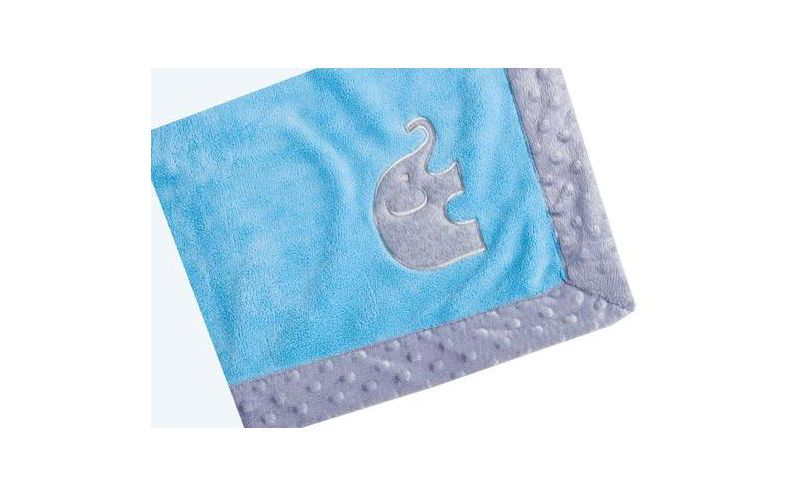 Bacati - Elephants Aqua/grey Embroidered Blanket