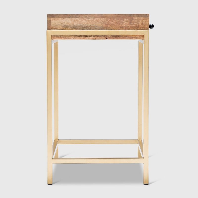 Sidney Modern Living Room Accent Table Beige/Gold - Adore Decor