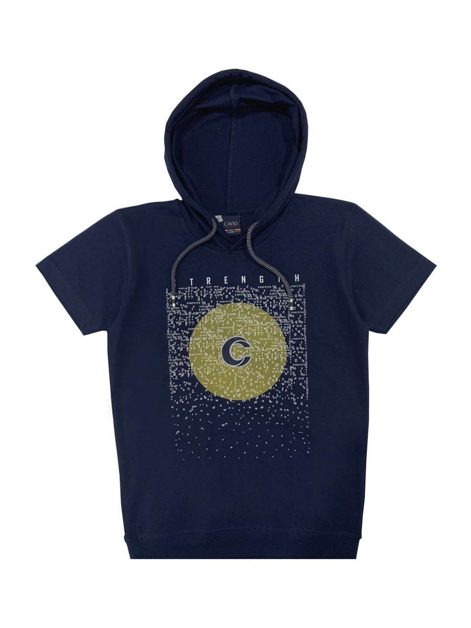 Cavio Kids Navy Cotton Printed T-Shirt