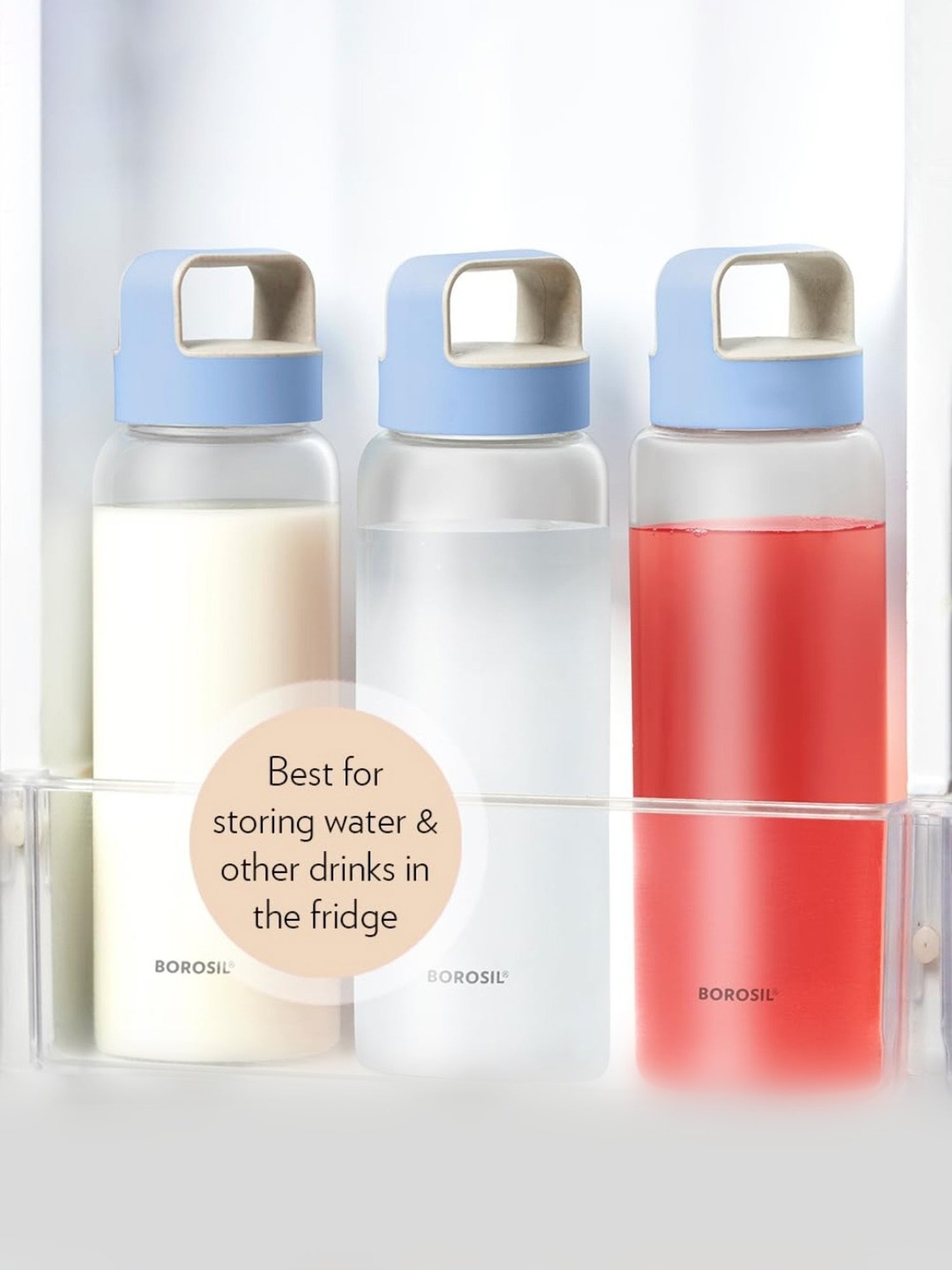 Borosil Water Bottle with Leakproof & Easy to Carry (Transparent, 750 ml)