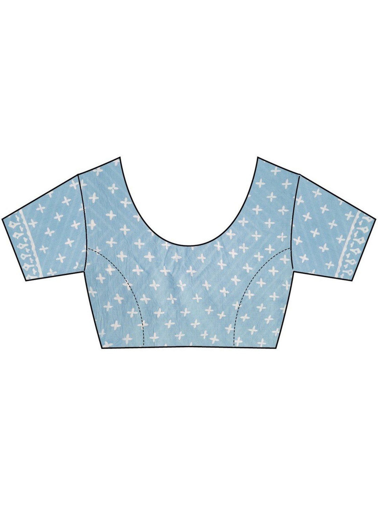 Chidiyaa Blue Paakhi Folk Flowers Handprinted Cotton Sarees