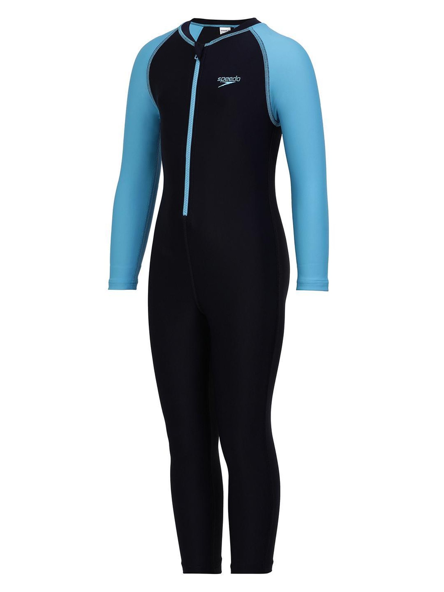 Speedo Kids Navy Color Block Full Sleeves Swimsuit